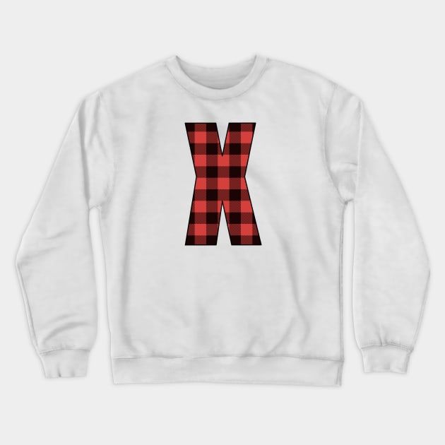 Letter X monogram Red and Black Buffalo Plaid/Check Crewneck Sweatshirt by Gsallicat